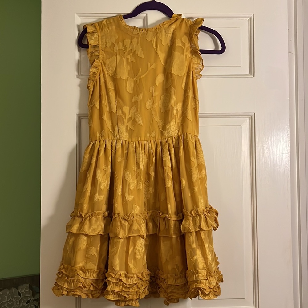 Lulus Ruffle Yellow Jacquard Dress
